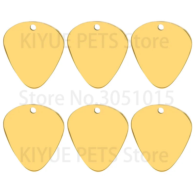 20PCS Dog ID Tag Blank Stainless Steel Personalized Charm Pendant Necklace Guitar Picks Pet Cat Custom Puppy Kitten Collar Acces