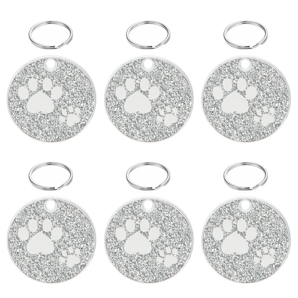 Wholesale 100pcs Shiny Dog Tag Necklace Pendants Personalized Pet ID Tag Engraved Name Number Address Collar MetalPuppy Cat Neck