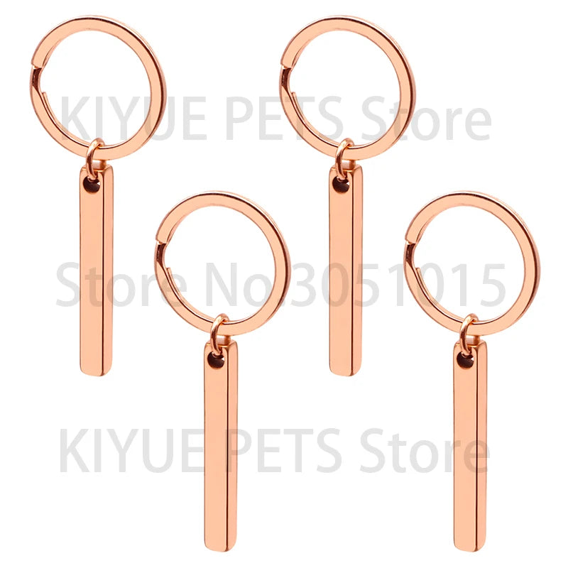 20PCS Dog ID Tag Stainless Steel Cylindrical Keyring Anti-Loss Cat Plate Jewelry Making Keychain DIY Findings Car Keys Friend