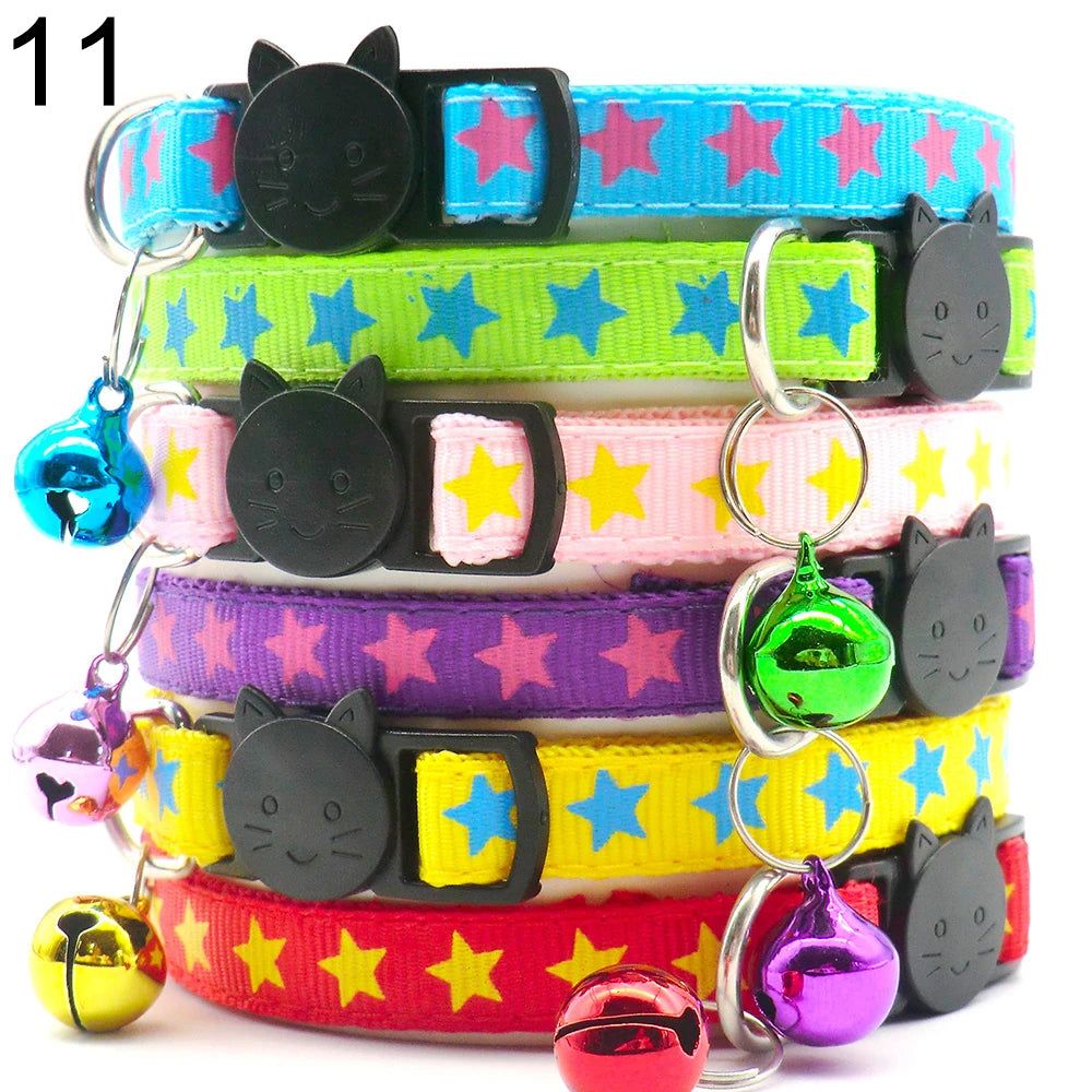 Wholesale 24 PCS Adjustable Cloth Material Pet Dog Chain With Cat Face Button Neckband With Bell Fashion Halter Collar