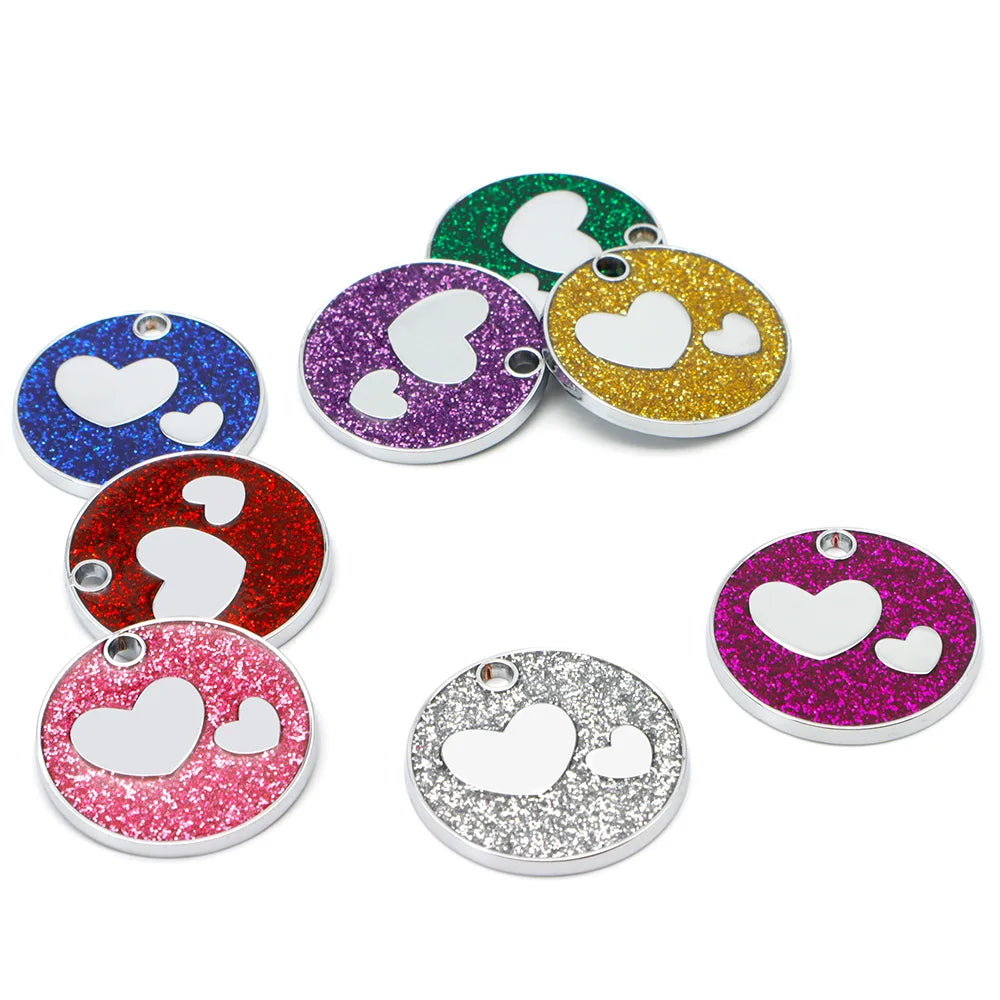 20PCS Round Dog ID Tag Anti-lost Shiny Pet Round Nameplate With Engraving Address Collar Puppy Accessories Metal Plate Animal