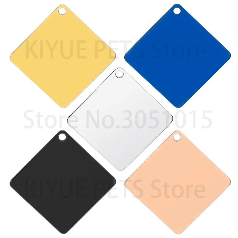 50pcs Square Stainless Steel Pet ID Tag Dog