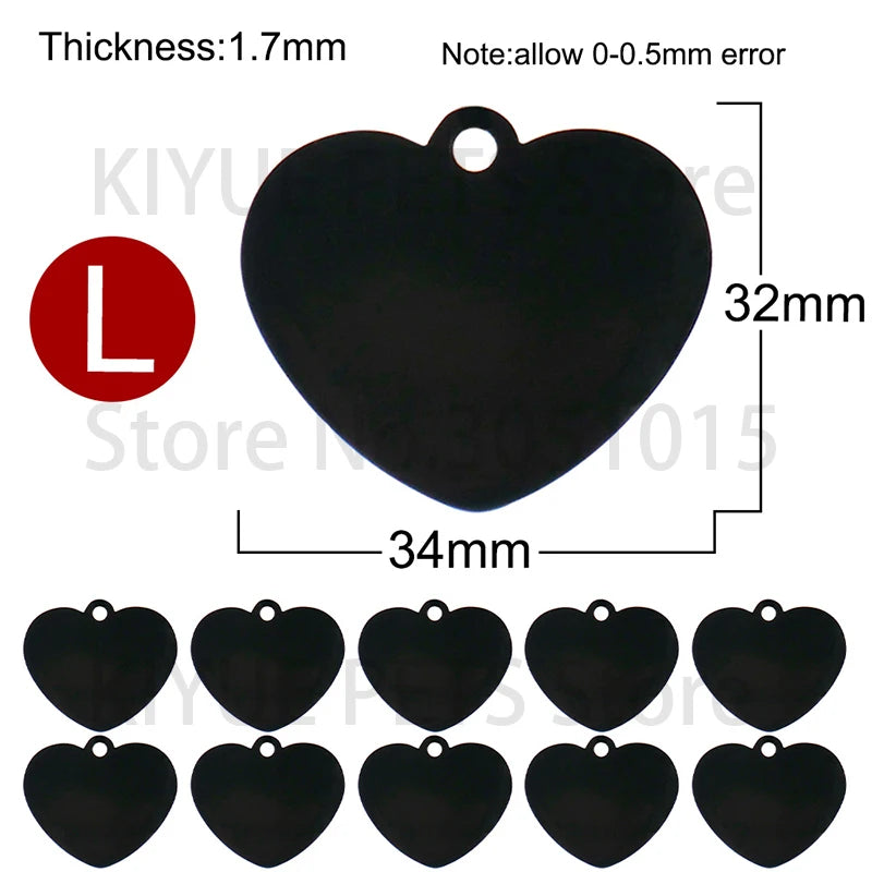 100Pcs Dog ID Heart Tag Custom Personalized Cat Collar Pendant Stainless Steel Necklace Charm Supplies Pet Name Products Keyring