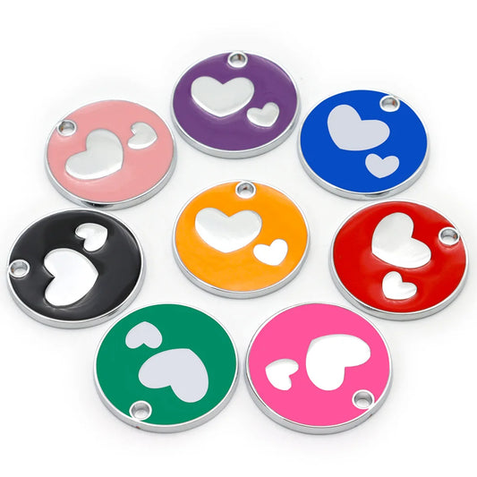 100PCS Heart Anti-lost Pet ID Tag Blank Engraved Name for Cat Puppy Customized Round Pendant Personalized Collars Key Ring