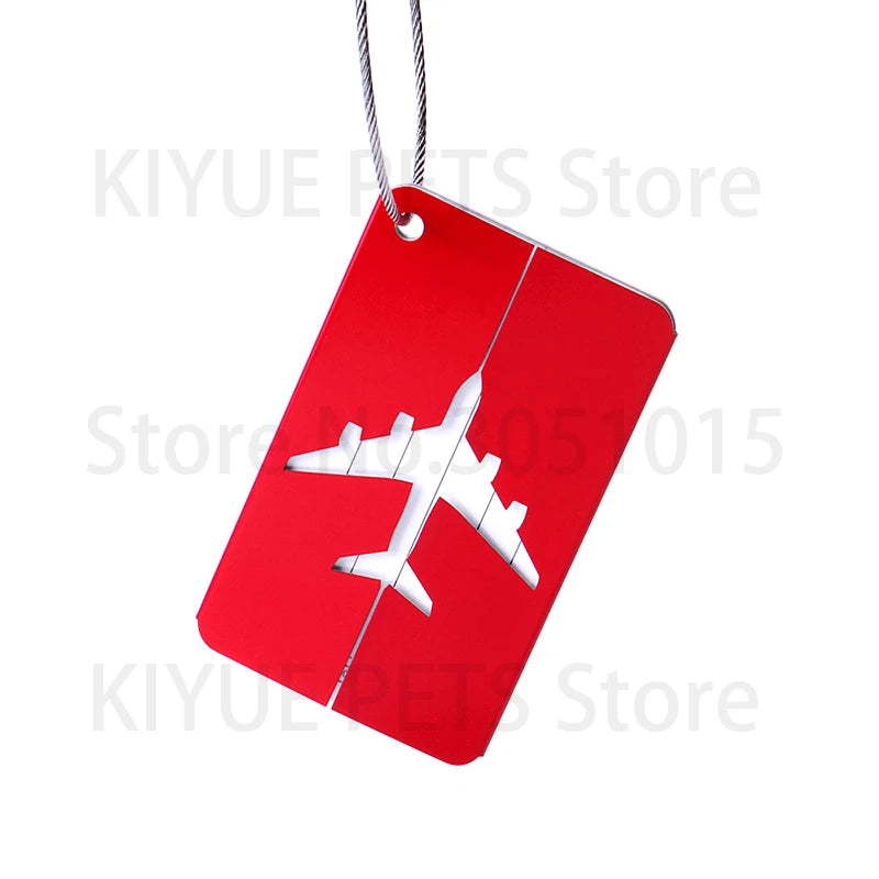 Wholesale 20Pcs Name Custom Aluminium Plate Luggage Suitcase Dog ID Tag Laser Label Holder Travel Accessories