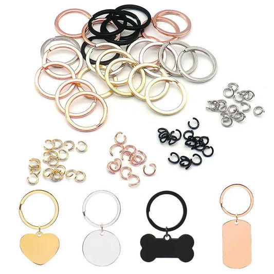 100Pcs Key Chain Key Ring Round Flat Line Pet Collar Keychain Holder For Jewelry ID Tag Making Wholesale DIY Day Gift Accessorie