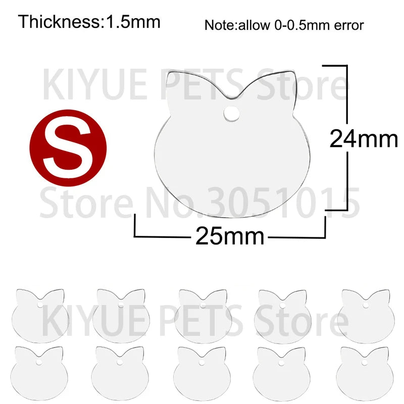 100Pcs Dog Cat ID Tag Engraved Personalized Pet Collar Charm Blank Name Pendant Bone Keyring Necklace Accessory Dropshipping