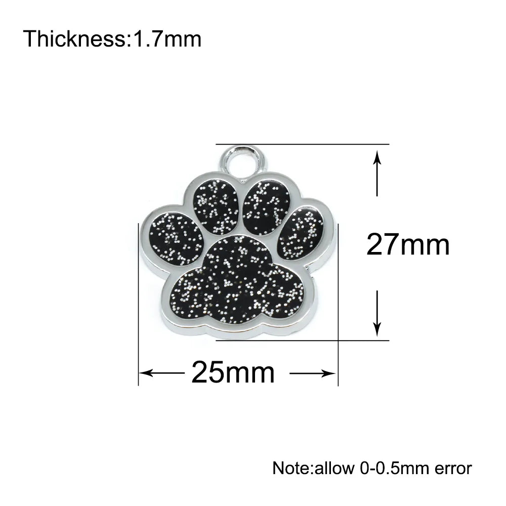 Wholesale 100Pcs Paw Identity Pendant Dog Tag Round Name Plate Pet ID Tag For Dogs Cats Personalized Custom Engraved Keychain