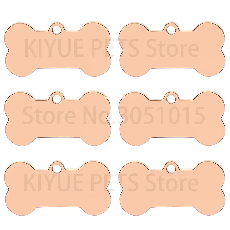 Wholesale 100 Pieces Stainless Steel Bone Pet Identity Dog ID Tag Personalized Laser Custom Cat Collar Accessories