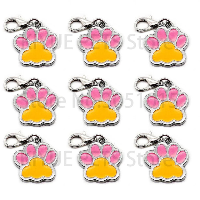 Wholesale 100 Pcs Paw Nametag Pendant Anti-lost Bone Customized Dogs Collars Personalized Dogs Collar Accessories ID TAG Pet Pr