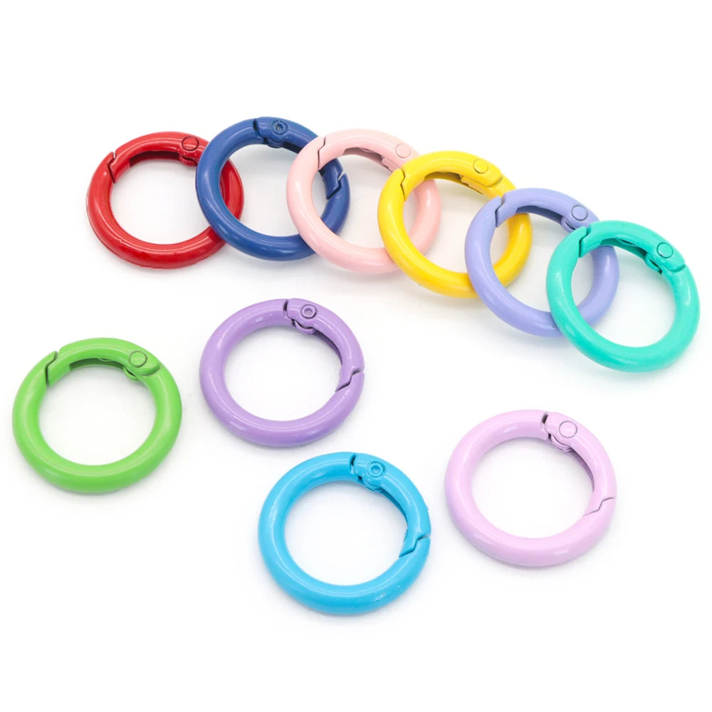 100Pcs Round Carabiner Ring Split Spring Gate Keychain O Ring Chain Jewelry Making Connector Pet Tag Accessories