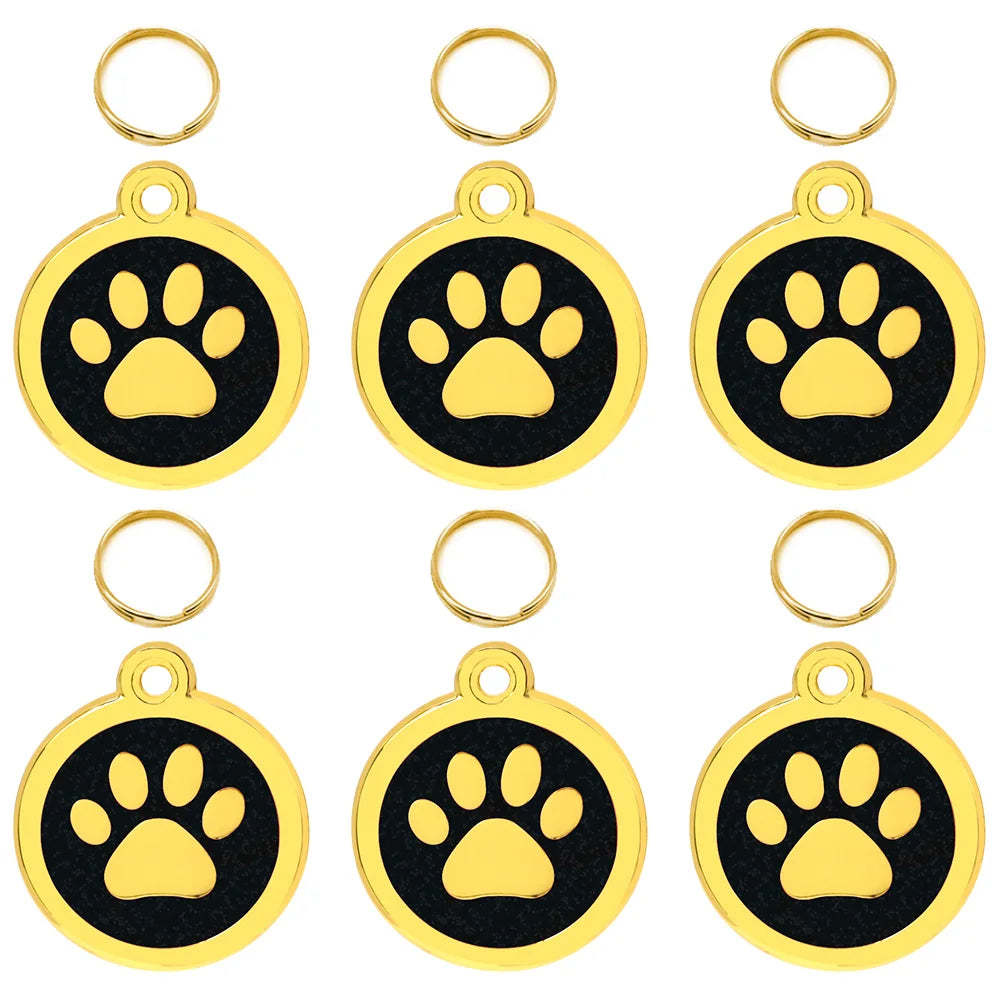 20Pcs Anti-lost Custom Dog ID Tag Engraved Pet Collar Accessories Personalized Blank Alloy Puppy Paw Name Metal