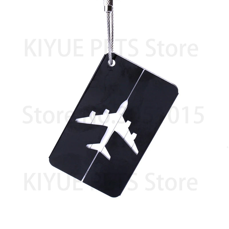 Wholesale 20Pcs Name Custom Aluminium Plate Luggage Suitcase Dog ID Tag Laser Label Holder Travel Accessories