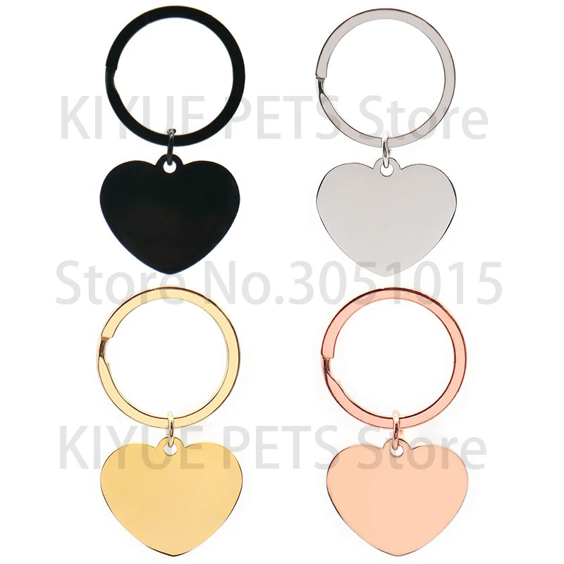 50Sets Love Dog Tags Blank Stainless Steel Keychain Personalized Engraved Can Customized Text Festival Gifts Ring Name Anti-lost