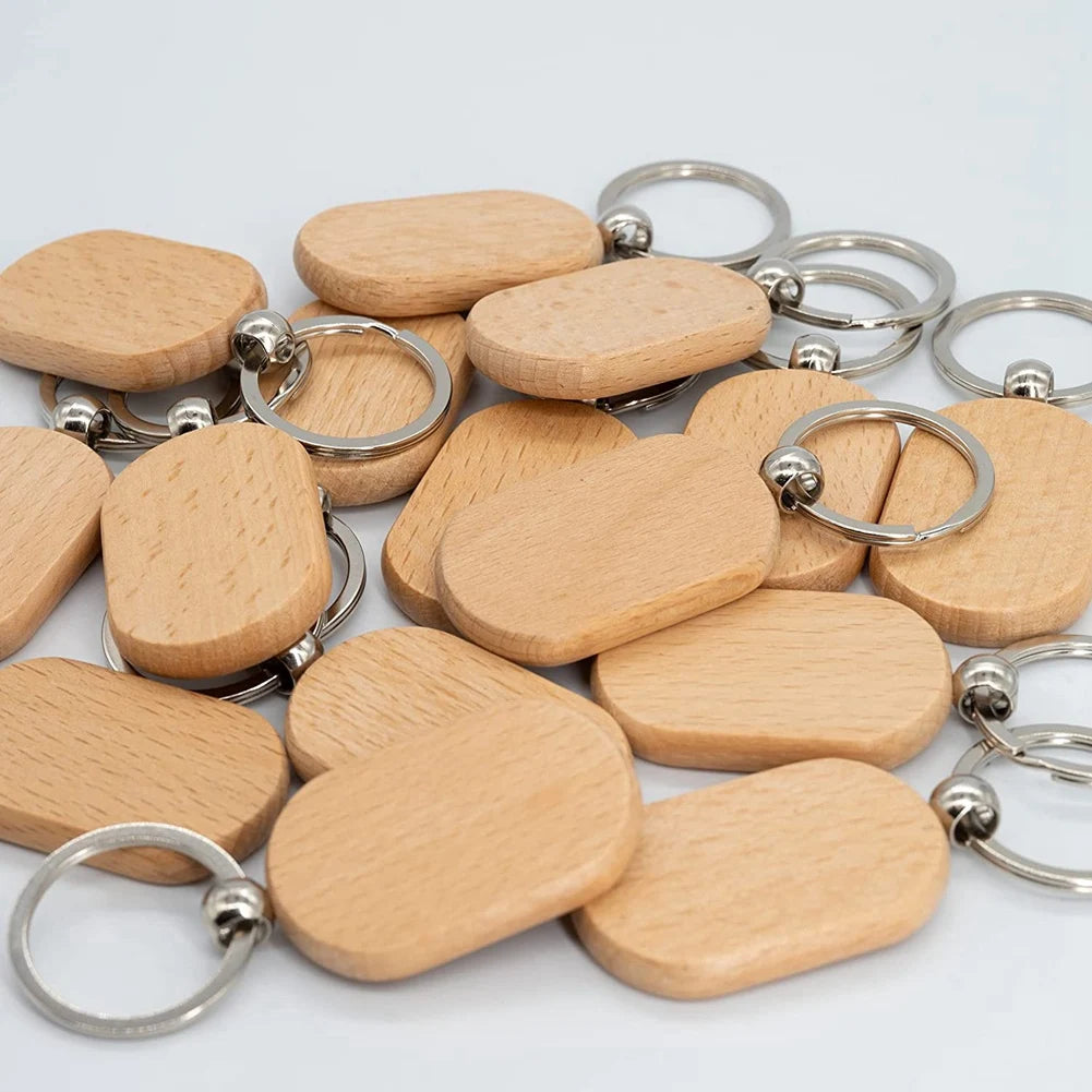 20 Pcs Blank Wooden Dog Tag Key Personalized Nameplate Laser Wood Keychains Wood Engraving Blanks Wood Id Tag