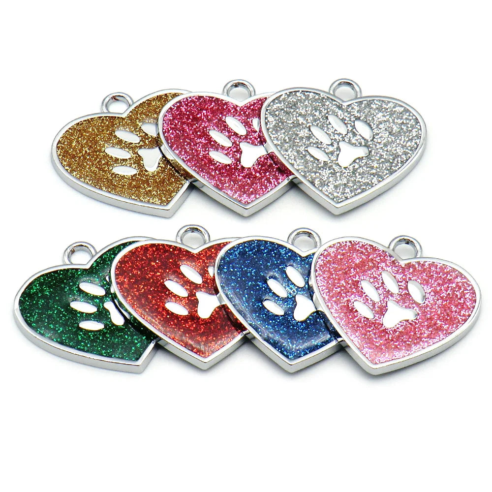 Wholesale 20Pcs Pet Tag Collar Accessories Custom Name Phone Paw Nameplate Personalized Puppy Engraving Necklace DIY Walkoutside