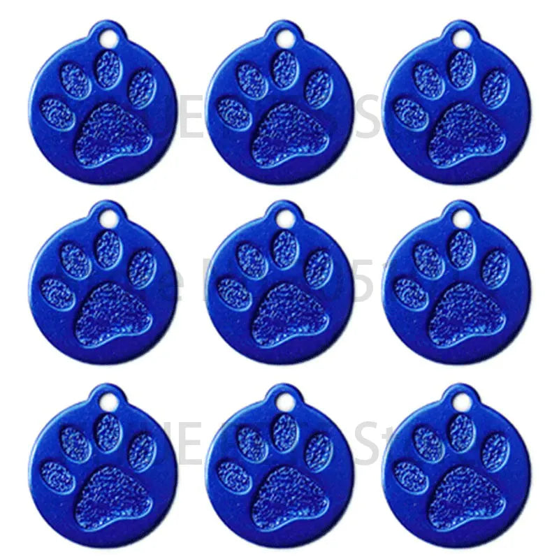 Wholesale 100Pcs Personalized ID Dog Tag Custom Engraved Name Puppy Dog Tag Paw Pendant Keychain Pet Dog Collar Accessories