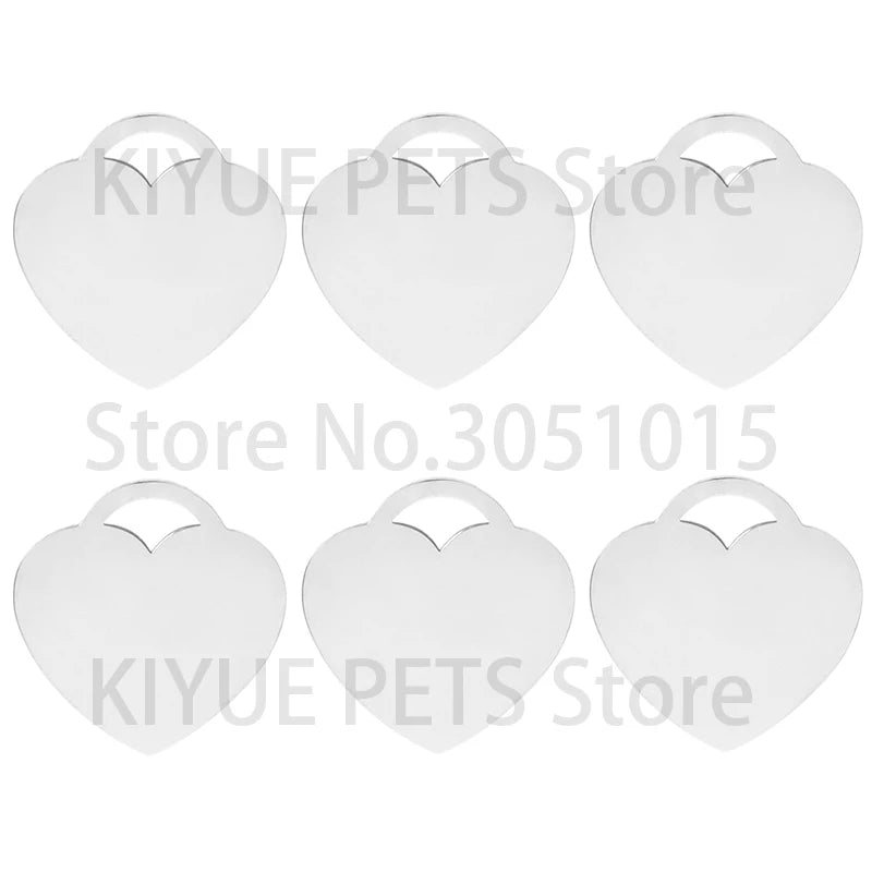 20Pcs Personalized Engraving Customized Dog ID Heart Shape Stainless Steel Tag Keyring Accessories Nameplate Pendant