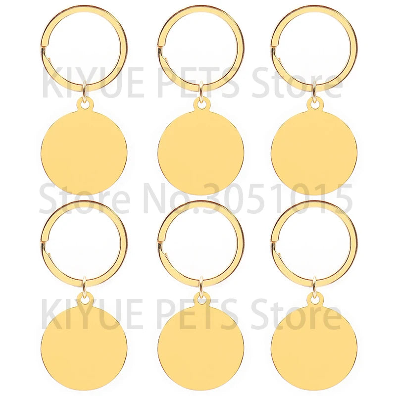 20Sets Stainless Steel Dog ID Tags Anti-Lost Blank Customized Name Tell Cat Collar Home Keychain Christmas Festival Gifts Plate