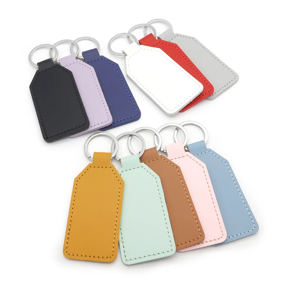 Personalized Blank Leather Tag DIY Laser Engraved Keyrings Pendants Anti-lost Customizable Nameplates Identity Plate