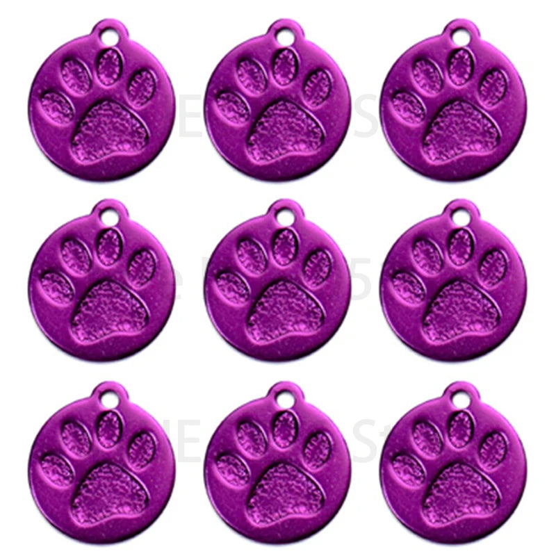 Wholesale 100Pcs Personalized ID Dog Tag Custom Engraved Name Puppy Dog Tag Paw Pendant Keychain Pet Dog Collar Accessories