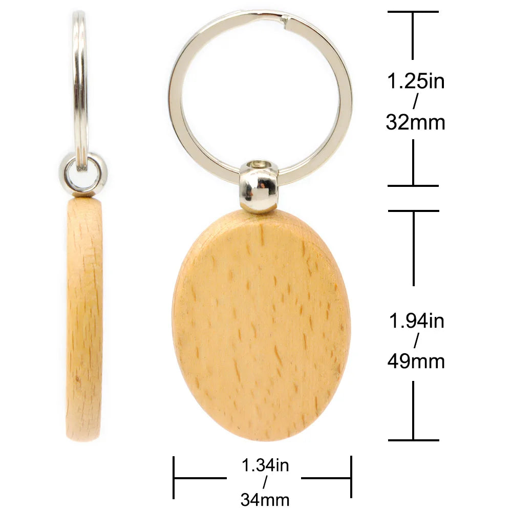 20Pcs Blank Oval Ellipse Wooden Key Chain Dog Tag DIY Promotion Keychain Pendant Keyring Tags Promotional Gifts