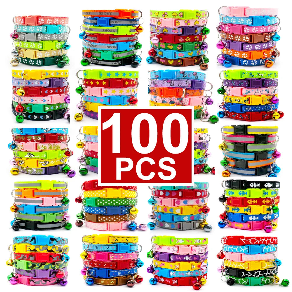 100pcs Adjustable Pet Collars Cute Dog Collars Cat Necklaces Durable Comfortable Animal Accessories Wedding Party Puppy Bowties