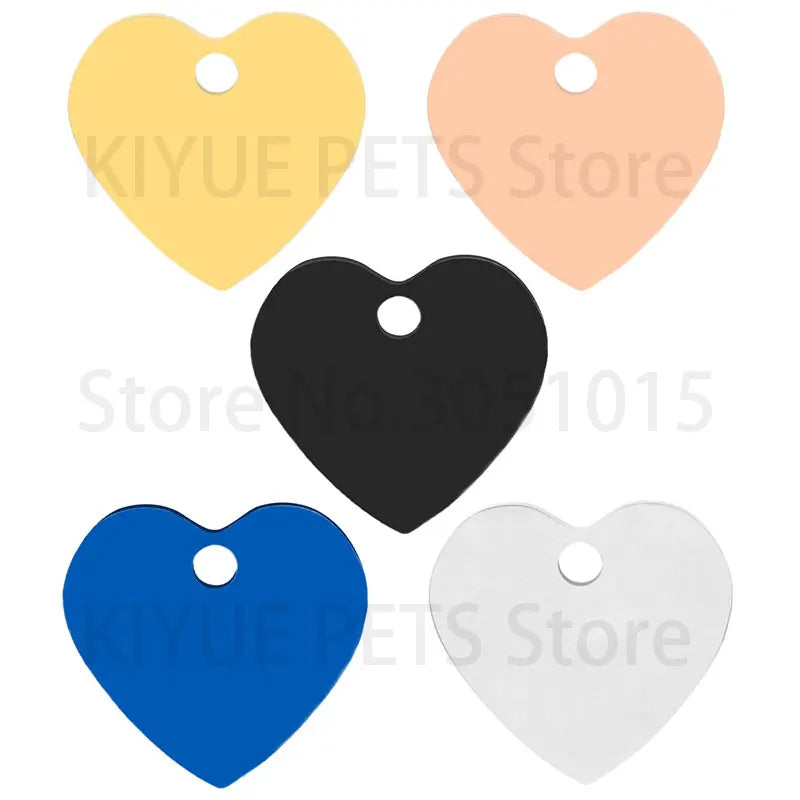 100Pcs Personalized Pet Dog ID Tag Blank Stainless Steel Heart Charm Laser Pendant Engravable Jewelry Plate Gift Souvenir