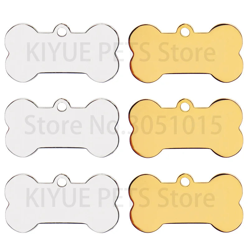 Wholesale 100 Pieces Stainless Steel Bone Pet Identity Dog ID Tag Personalized Laser Custom Cat Collar Accessories