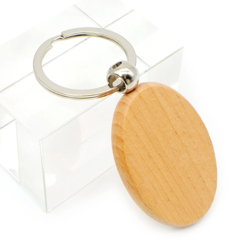 20Pcs Blank Oval Ellipse Wooden Key Chain Dog Tag DIY Promotion Keychain Pendant Keyring Tags Promotional Gifts