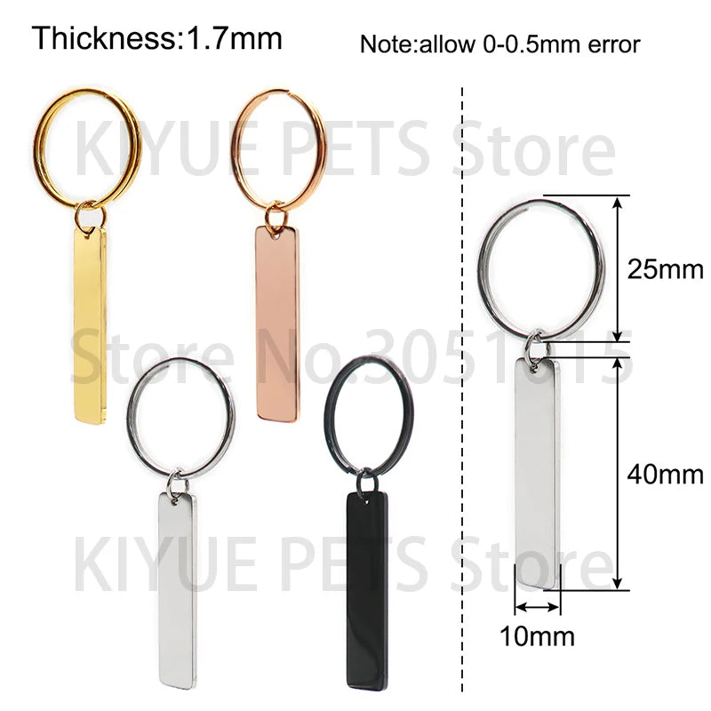 Personalized 50Pcs/Set Stainless Steel Blank Dog Tag Round Bone Pendant Keychain Custom Jewelry Making Keyring Accessories