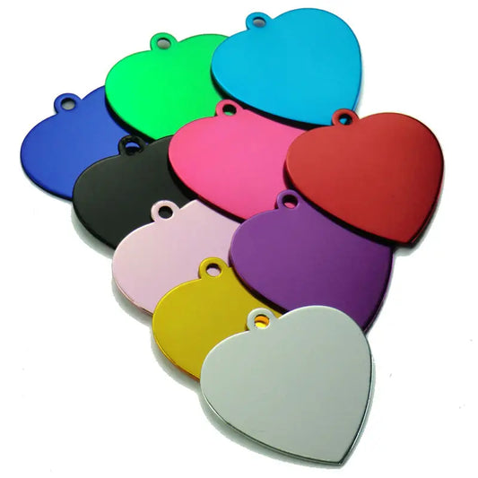 Wholesale 100pcs Love Heart Shape Pet Tags ID Cumstom 2 Sides Engeraved For Dog Cat Name Charm Tag Personalized Dog Cats ID Tags