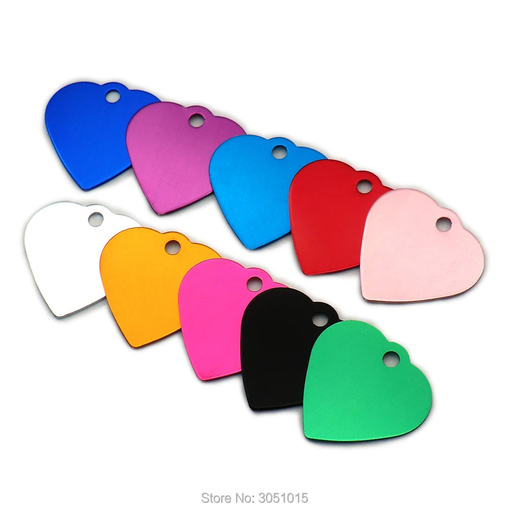 20Pcs Anti-Lost Dog Id Tag Personalized Engraving Pet Dog Collar Pendant Customized Pet Name Aluminum heart Pet Accessories