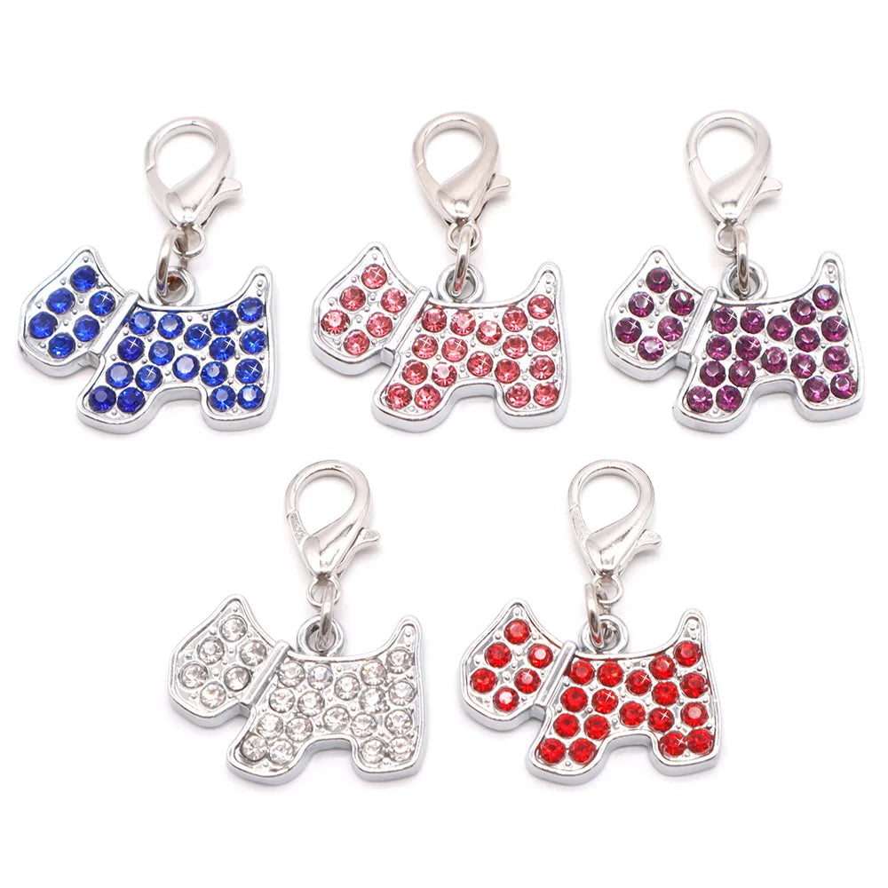 Wholesale 100Pcs Rhinestones Dog Cat Id Tags DIY Personalized Alloy Metal  Plate   Lase Engraving Name and Diamond Telphone NO.