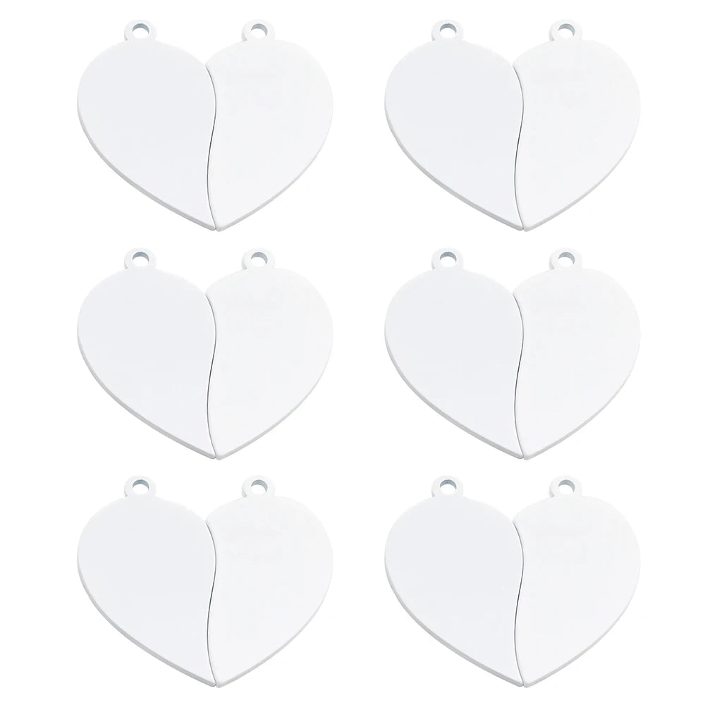 10Pair/lot Stainless Steel Couple Necklace Pendant Love Heart Puzzle Tag Chains Dog Collars Jewelry Birthday Gift Accessories