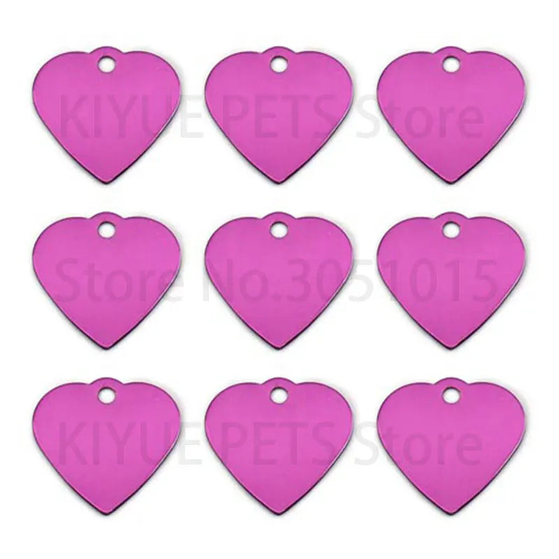 Wholesale 100Pcs Dog ID Tag Pet Name Engraving Tag Pendant plate name pendant Herat Necklace Collar Puppy Cat Collar Accessory