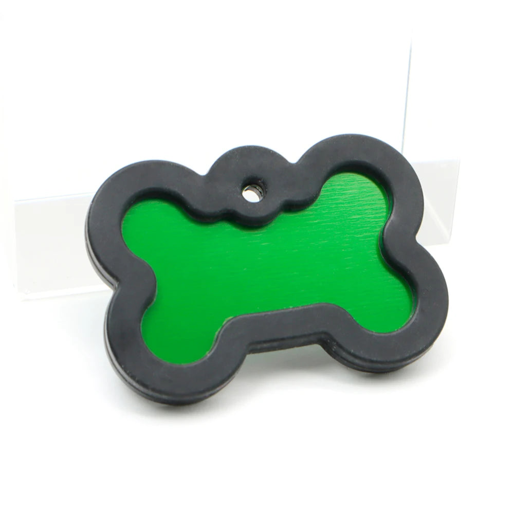 20Pcs Customization Pet ID Tag Silent Black Bone Shape Rubber Silencer Pendant Anti-lost Jewelry Charm Accessories