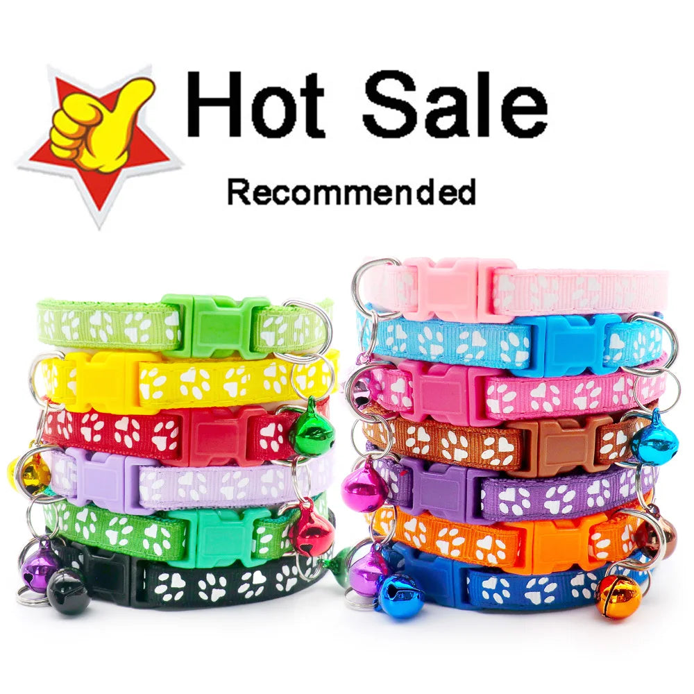 Wholesale 100Pcs Adjustable Small Pets Puppy Dog Dog Pet Glossy Reflective Cat Collar Safety Buckle Bell Strap Adjustable Strap