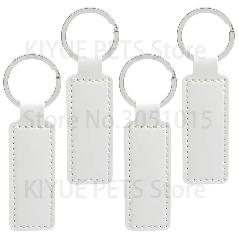 Wholesale 100 50 Pcs PU Leather ID Tag Key Chains Car Keychain Personalized Name Dog Tag ID Plate Square Key Pendant With Ring