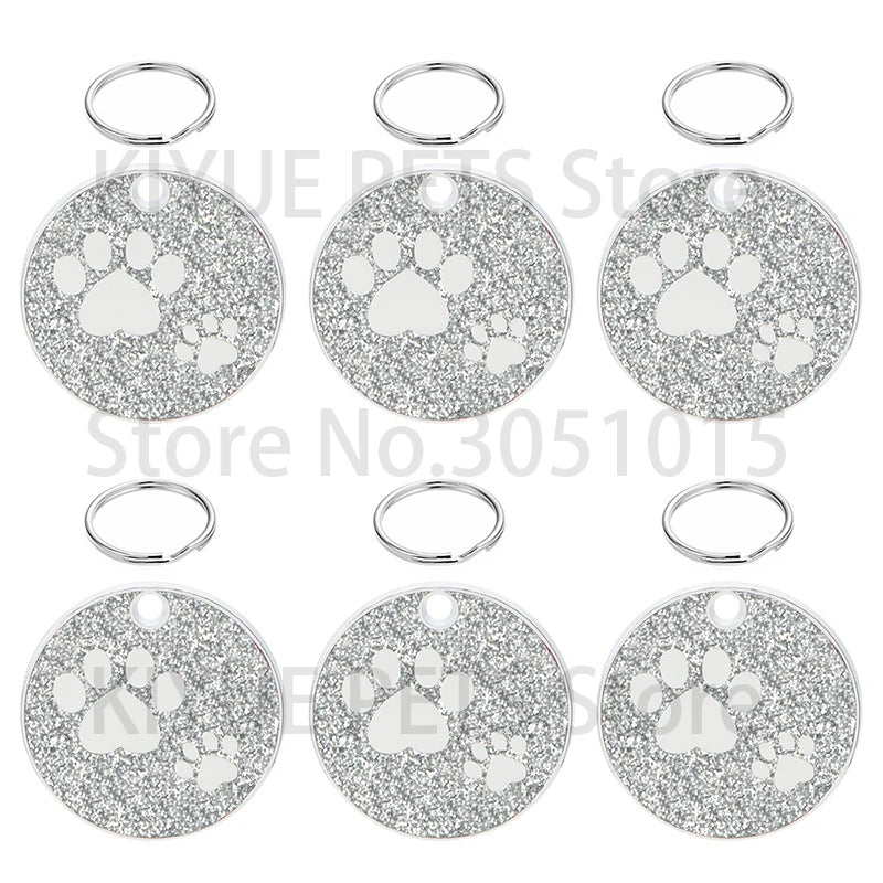 Wholesale 100pcs Shiny Dog Tag Necklace Pendants Personalized Pet ID Tag Engraved Name Number Address Collar MetalPuppy Cat Neck