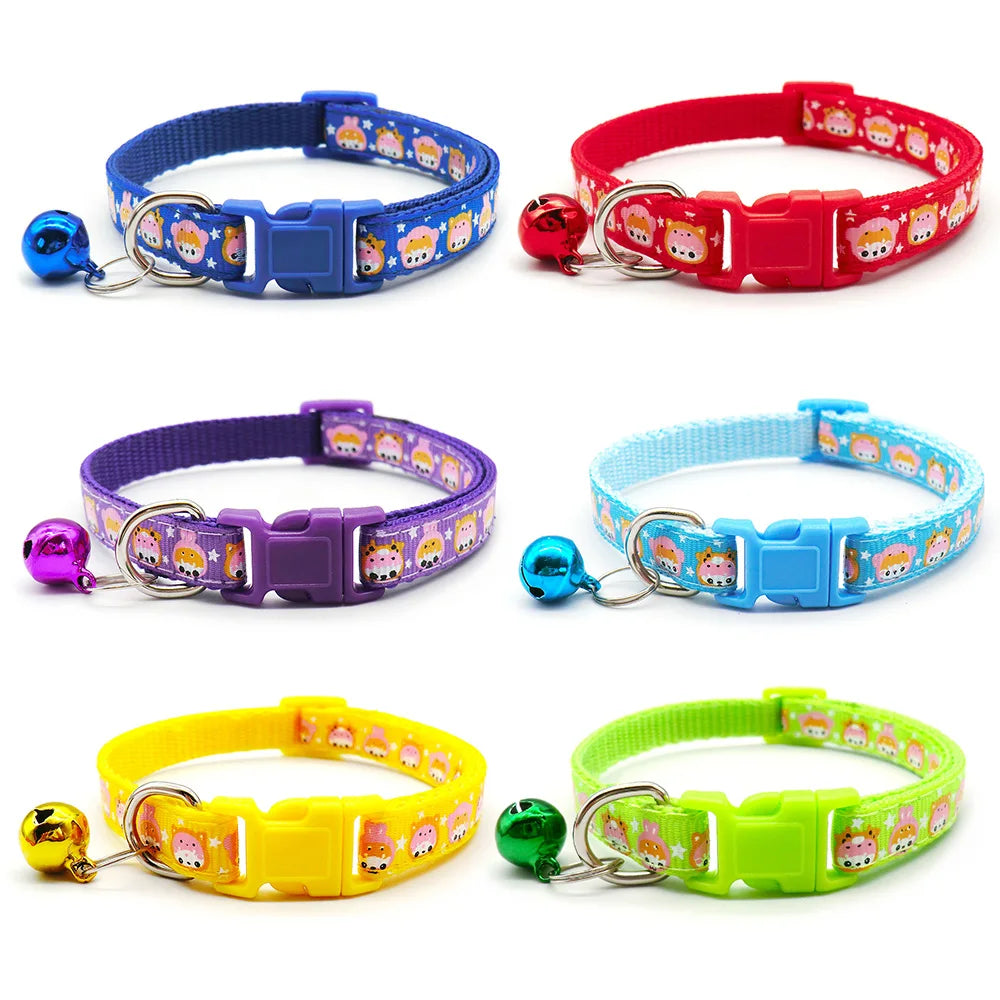 100Pcs Dog ID Collars Kitten Cat With Bells Practical Polyester Reusable Puppy Colorful Necklace Decoration Supplies Pets Gifts