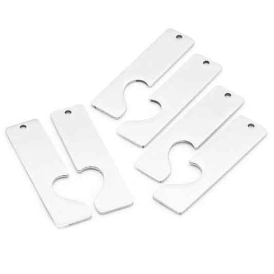 50/Pairs Custom Engravable Rectangular Stainless Steel Pendants Personalized Couple Keyring Charm Accessories