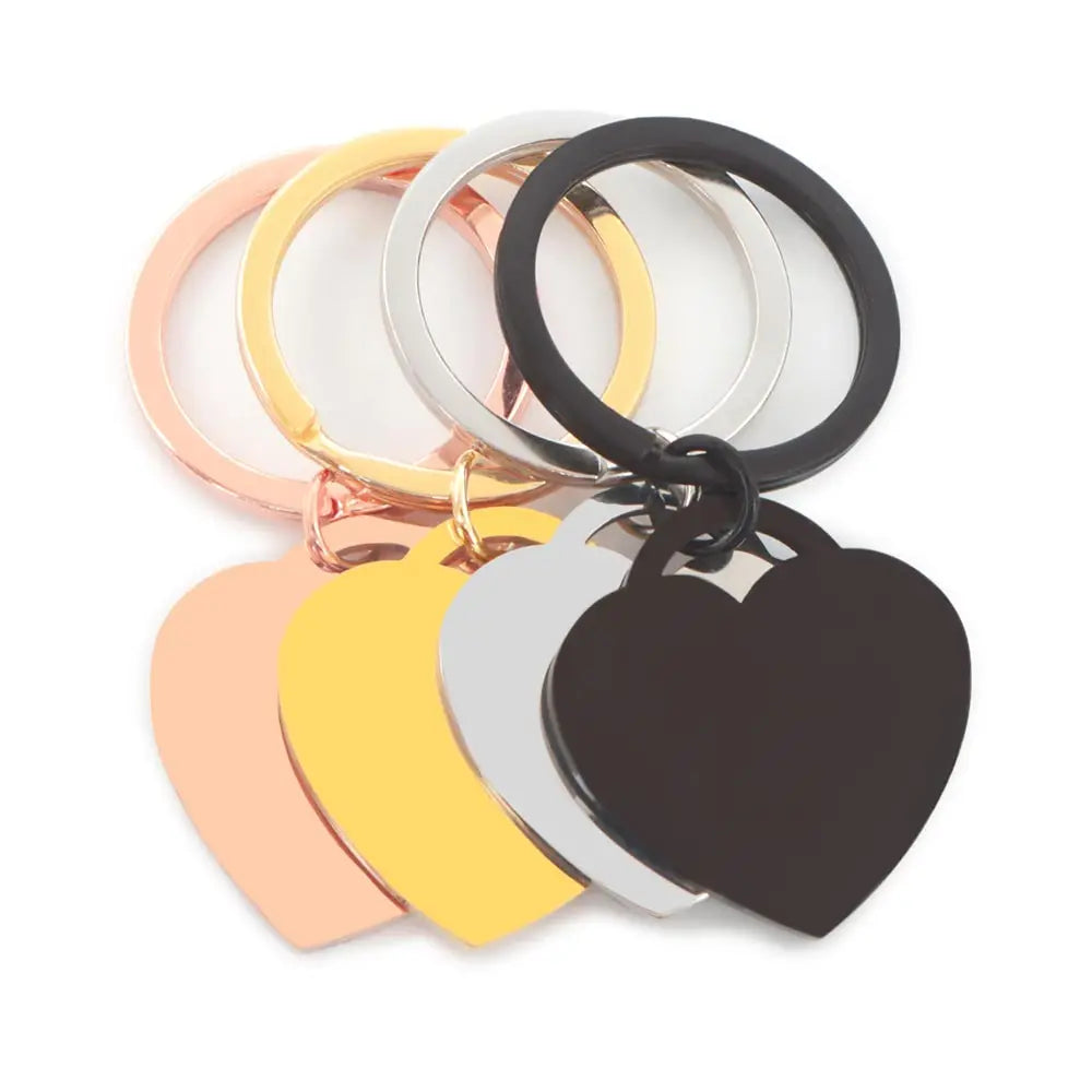 20pcs Stainless Steel Personalized Pet Blank ID Tag Heart Pendant Metal Keyring Nameplate Collar Accessories