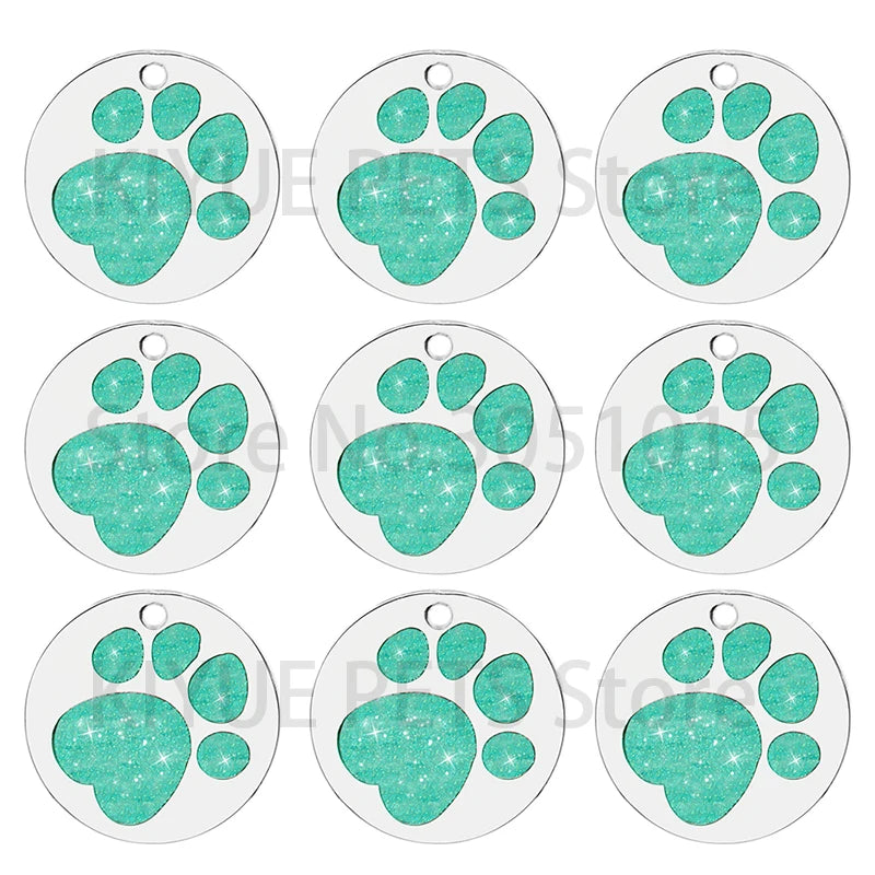 Wholesale 100Pcs Personalized Dog Tag Custom Pet Puppy Dog ID Tag Dog Collar Accessories Engraved Name Plate Paw Tag For Dogs