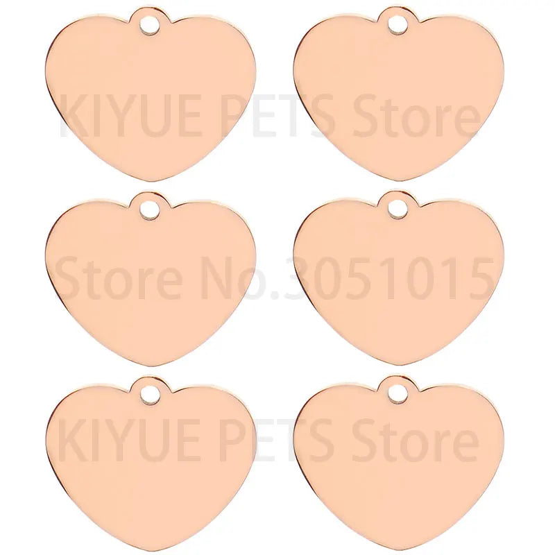 20PCS Heart-shaped Stainless Steel Dog ID Tag Pet Nameplate Pendant Custom Personality Engraved Cat Identity Necklace Accessorie