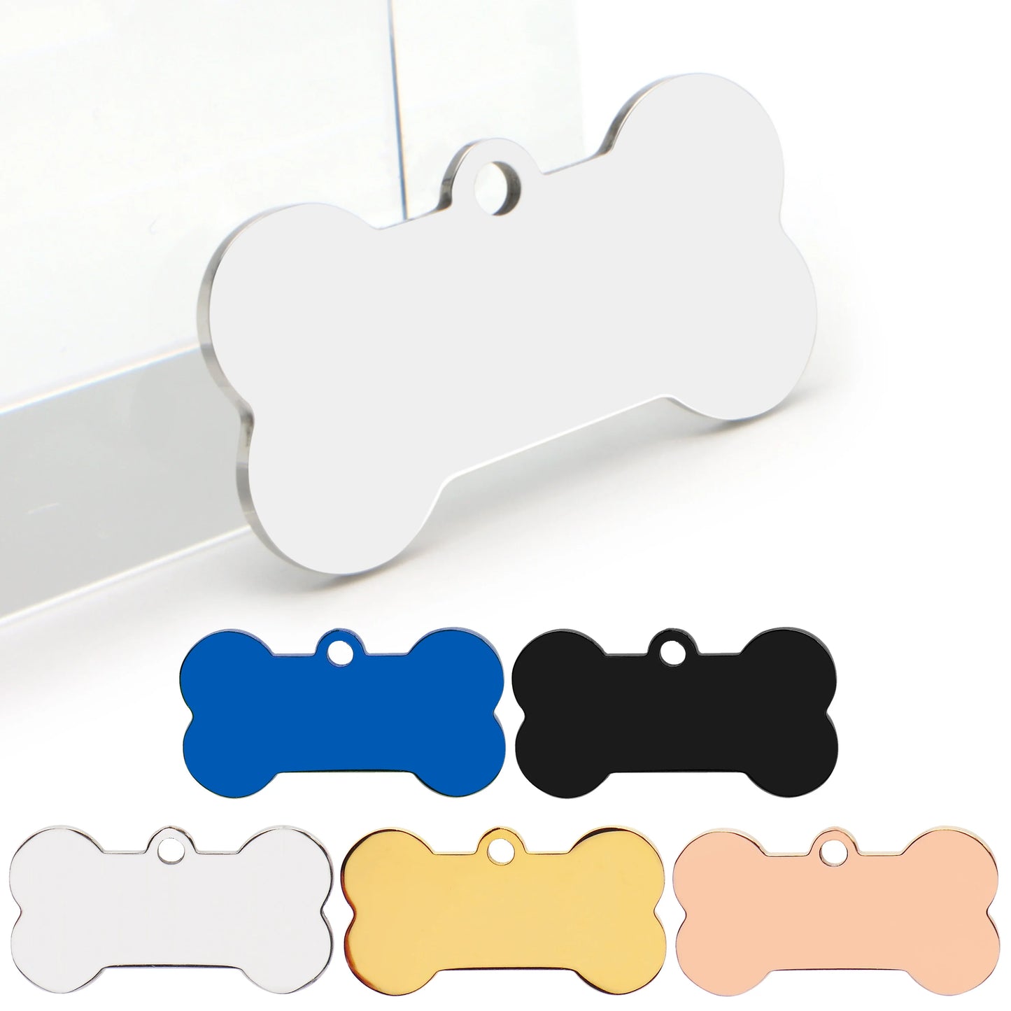 Wholesale 100 Pieces Stainless Steel Bone Pet Identity Dog ID Tag Personalized Laser Custom Cat Collar Accessories