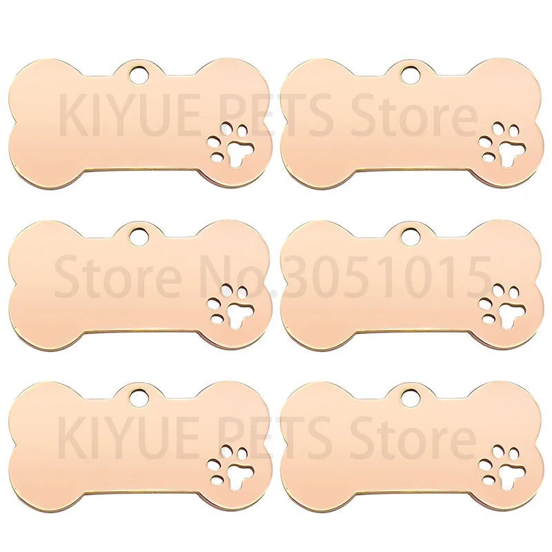 Wholesale 20Pcs Personalized Collar Stainless Bone Pet ID Tag Engraved Pet ID Name Puppy Dog Tag Pendant Bone Pet Accessories