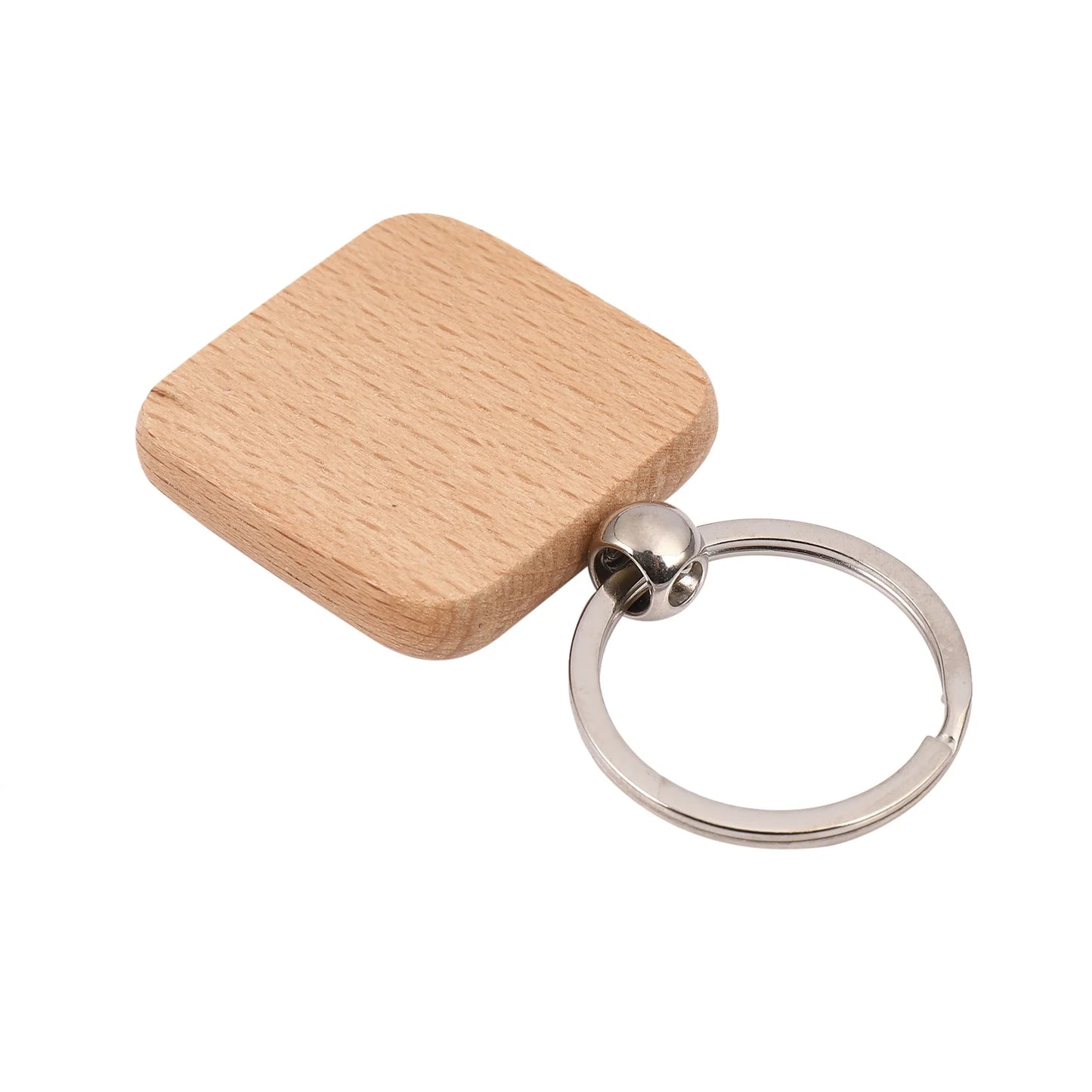 20Pcs Blank Wooden Keychain DIY Rectangular Engraving Key Chain ID Tag Can Be Engraved