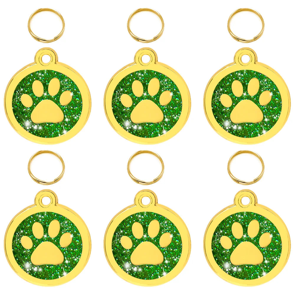 20Pcs Anti-lost Custom Dog ID Tag Engraved Pet Collar Accessories Personalized Blank Alloy Puppy Paw Name Metal