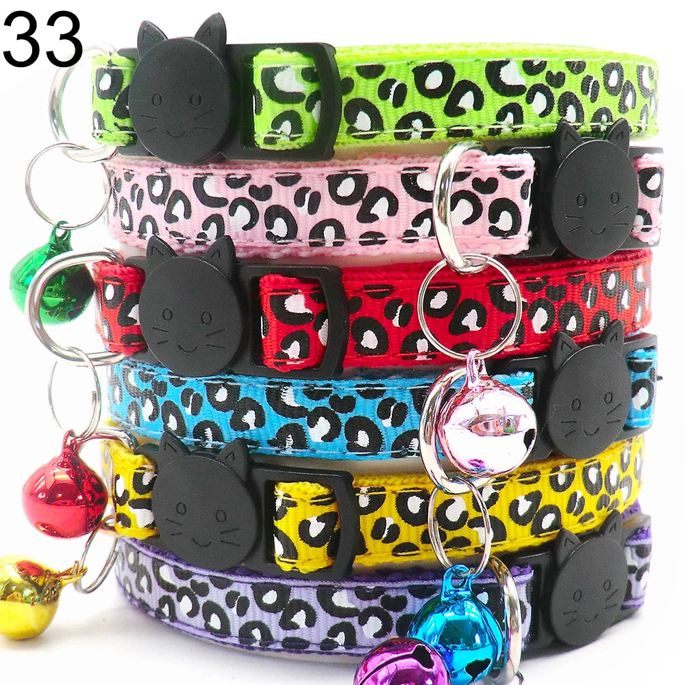 Wholesale 24 PCS Adjustable Cloth Material Pet Dog Chain With Cat Face Button Neckband With Bell Fashion Halter Collar